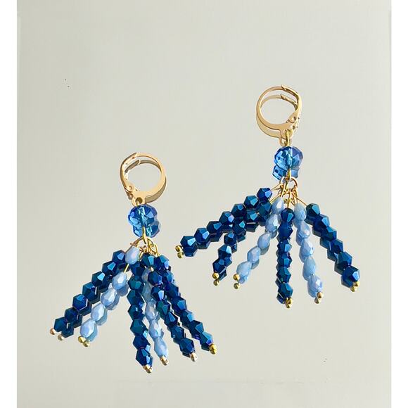 Swarovski Beaded Bracelet & Earrings Set – Blue & Gold Women’s Jewelry Gift - Picture 15 of 15